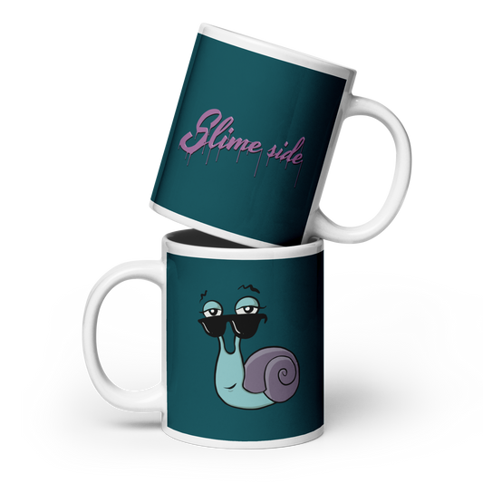 Schnecke Günther grün-weiße, glänzende Tasse