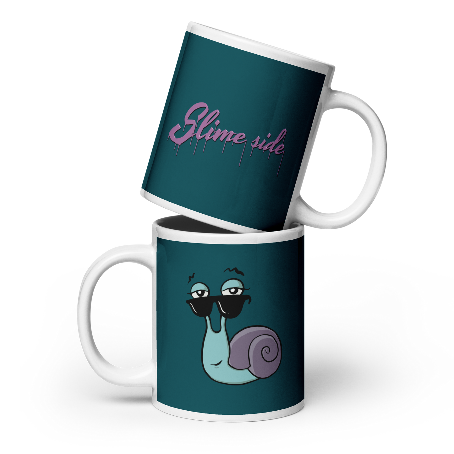 Schnecke Günther grün-weiße, glänzende Tasse