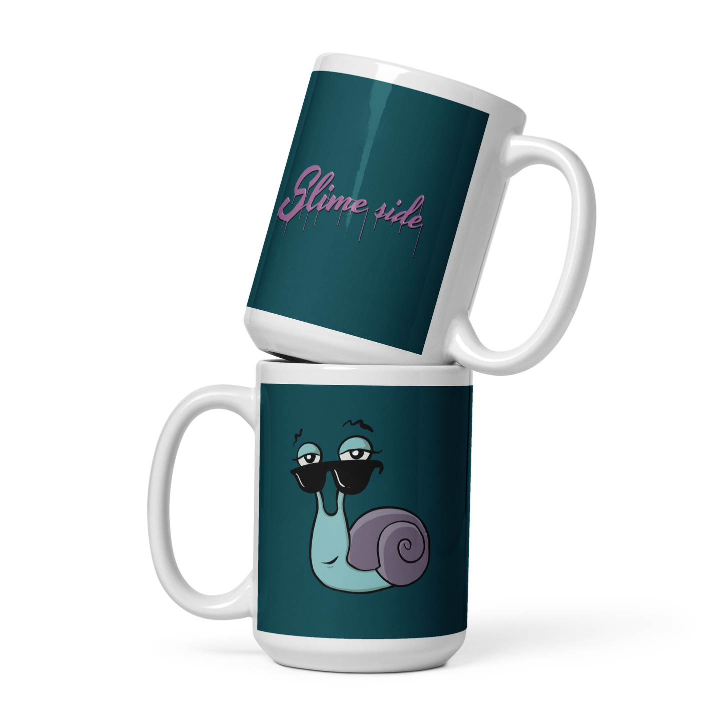 Schnecke Günther grün-weiße, glänzende Tasse